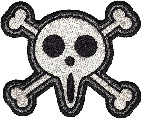 VALKYNEA Aufnäher, 100 % bestickt, inspiriert von Anime, Fan Art/Usopp 2, Totenkopf, Patch Embroidery, bestickte Applikation (Hook & Loop) von Valkynea