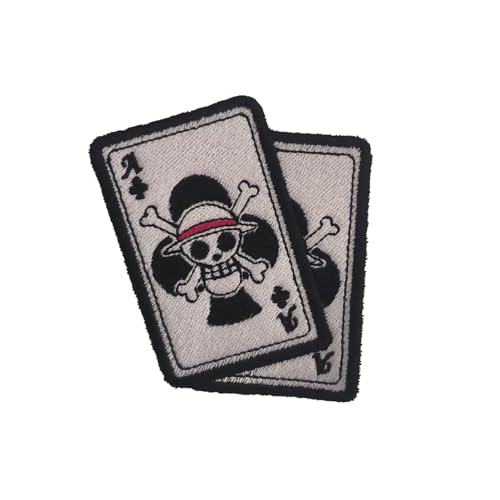 VALKYNEA Aufnäher, 100 % bestickt, inspiriert von Anime, Fan Kunst, Luffy-Schriftzug, Totenkopf, Patch Embroidery / bestickte Applikation (Hook & Loop) von Valkynea