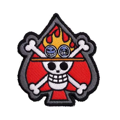 VALKYNEA Aufnäher, 100 % bestickt, inspiriert von Anime-Fan, Ace, Totenkopf, Patch Embroidery / bestickte Applikation (zum Aufbügeln) von Valkynea
