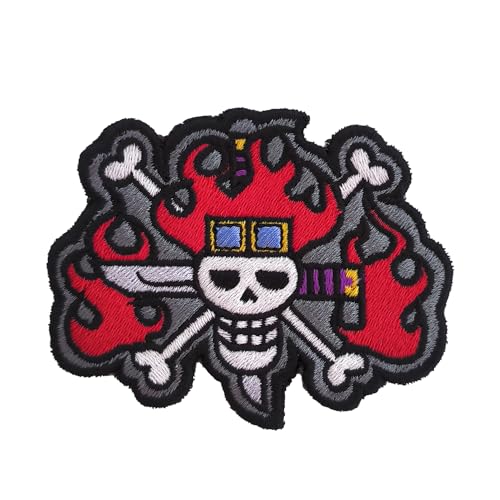 VALKYNEA Aufnäher, 100 % bestickt, inspiriert von Anime-Fan, Kunst, Eustass Kid, Totenkopf, Patch Embroidery, bestickt, zum Aufbügeln VALKYNEA Aufnäher, 100 % bestickt, inspiriert von Anime-Fan, Kunst, Eustass Kid, Totenkopf, Patch Embroidery, bestickt, zum Aufbügeln von Valkynea