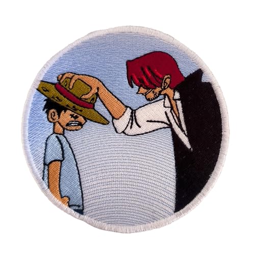 VALKYNEA Aufnäher, 100 % bestickt, inspiriert von Anime-Fan, Kunst, Luffy Shanks, Patch Embroidery / bestickte Applikation (zum Aufbügeln / Aufbügeln) von Valkynea