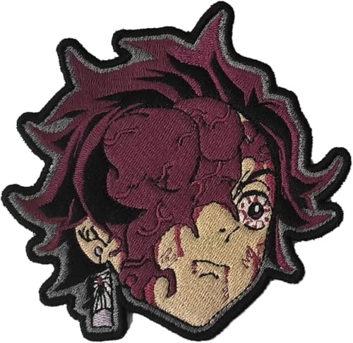 VALKYNEA Aufnäher, 100 % bestickt, inspiriert von Anime Fan Art/Tanjiro Demon/Patch Embroidery (Hook & Loop) von Valkynea