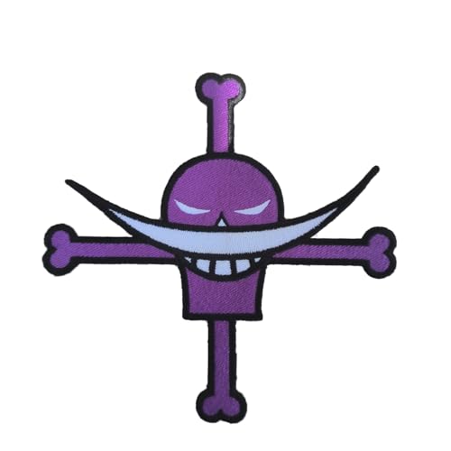 VALKYNEA Aufnäher 100 % bestickt, Anime-Fan, Kunst, weißer Bart Roger, Totenkopf, XL, zum Aufbügeln, Patch Embroidery, Violett, 20 cm VALKYNEA Aufnäher 100 % bestickt, Anime-Fan, Kunst, weißer Bart Roger, Totenkopf, XL, zum Aufbügeln, Patch Embroidery, Violett, 20 cm von Valkynea