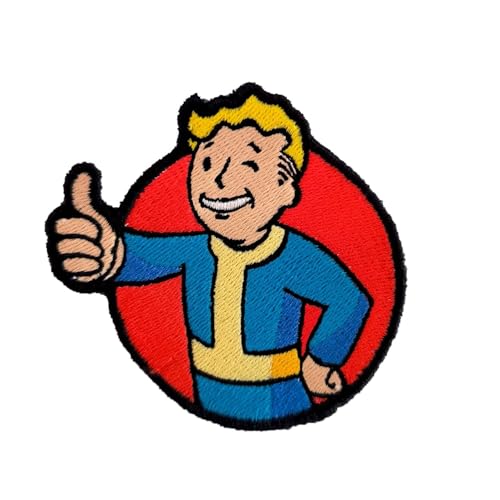VALKYNEA Aufnäher 100 % bestickt, inspiriert von Anime, Fan Art/Vault Boy-Logo/Fall Out/Patch Embroidery / Stickerei Applikation (Hook & Loop / Velcr0) von Valkynea
