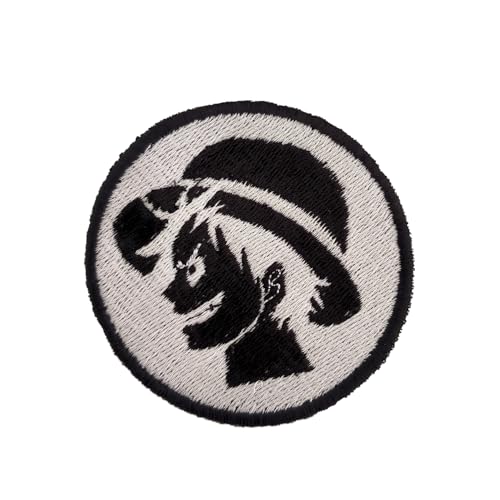 VALKYNEA Aufnäher 100 % bestickt, inspiriert von Anime-Fan, Luffy-Tasse, weißes und schwarzes Lachen, bestickte Applikation (Hook & Loop / Velcr0) von Valkynea