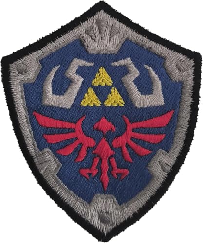 VALKYNEA Aufnäher 100 % bestickt, inspiriert von Anime-Fan, Wappen, Zelda-Wappen, Legend Link Hyrule, Patch Embroidery / bestickte Applikation (Hook & Loop / Velcr0) von Valkynea