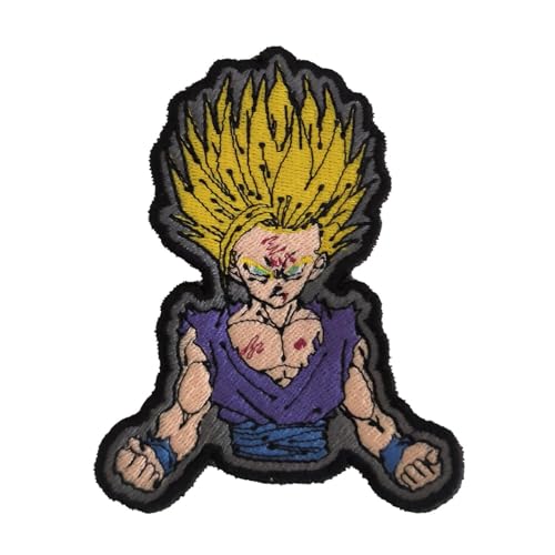 VALKYNEA Aufnäher 100 % bestickt, inspiriert von Anime Fan Art/Gohan Dragon Ki/Patch Embroidery / Stickerei Applikation (Hook & Loop / Velcr0) von Valkynea