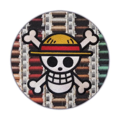 VALKYNEA Aufnäher 100 % bestickt, inspiriert von Anime-Fan-Kunst, extra groß, Luffy XL OP/Jolly Roger Totenkopf/Patch Embroidery (Hook & Loop / Velcr0) von VALKYNEA