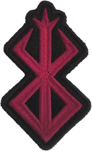 VALKYNEA Aufnäher 100 % bestickt, inspiriert von Anime-Fan-Kunst/Logo Berserk/Patch-Embroidery-Patch (Hook & Loop) von Valkynea