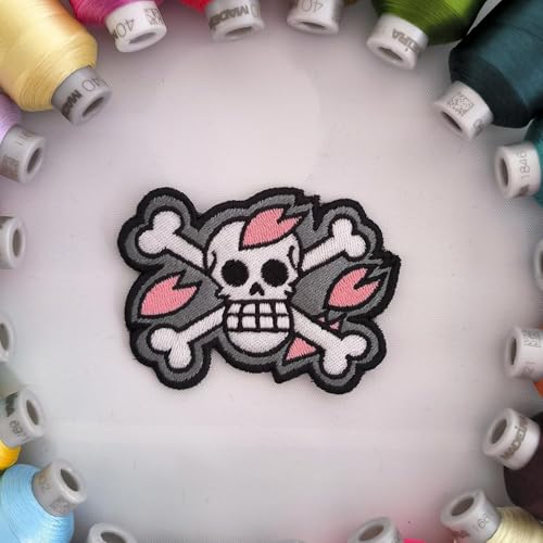 VALKYNEA Aufnäher 100 % bestickt Anime Fan Art/OP Jolly Roger/Chopper 2 Tony/Patch Embroidery (Hook & Loop / Velcr0) von Valkynea