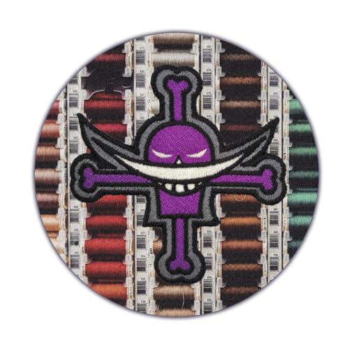 VALKYNEA Aufnäher 100 % bestickt Anime Fan Art/weißer Bart Roger Totenkopf/Patch Embroidery (Hook & Loop / Velcr0) von Valkynea