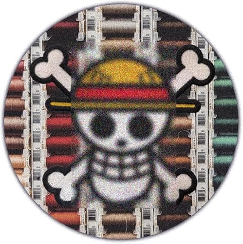 VALKYNEA Aufnäher 100 % bestickt Anime Fan Art / XXLarge Luffy XL OP/Jolly Roger Totenkopf/Patch Embroidery (Hoop & Loop / Velcr0) von Valkynea