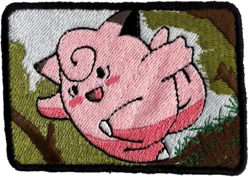 VALKYNEA Aufnäher zum Aufbügeln, 100 % bestickt, Anime-Fan-Kunst, Clefairy Monster, Cleffa Fee, Patch Embroidery, zum Aufbügeln VALKYNEA Aufnäher zum Aufbügeln, 100 % bestickt, Anime-Fan-Kunst, Clefairy Monster, Cleffa Fee, Patch Embroidery, zum Aufbügeln von Valkynea