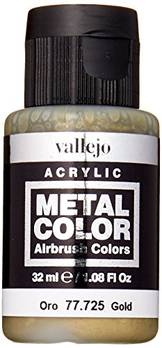 Acrylfarben Vallejo VJ77725 32 ml Metallfarbe — Gold (Verpackung kann variieren) von Vallejo