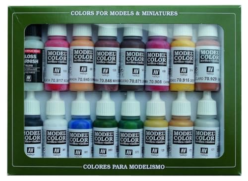 Model Color Acrylfarben-Anfänger-Set von Vallejo, Acryl in verschiedenen Farben (16-teilig) von Vallejo