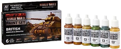 Vallejo 070204 Farb-Set, Britische Panzerung und Infanterie, WWII Modellbausatz, Mehrfarbig, 17 ml (6er Pack) Vallejo 070204 Farb-Set, Britische Panzerung und Infanterie, WWII Modellbausatz, Mehrfarbig, 17 ml (6er Pack) von Vallejo