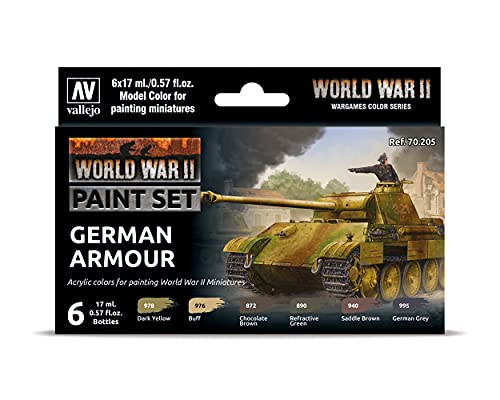 Vallejo 070205 Farb-Set, Deutsche Panzerung, WWII Modellbausatz, 17 ml (6er Pack), bunt von Vallejo