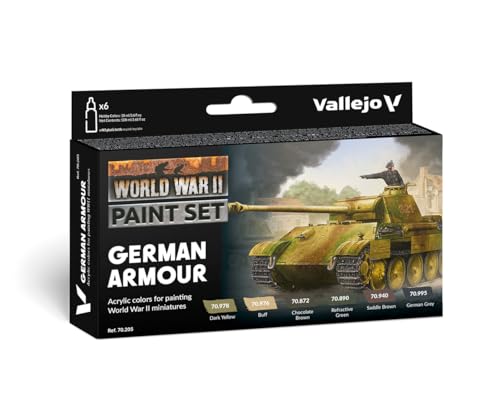 Vallejo 070205 Farb-Set, Deutsche Panzerung, WWII Modellbausatz, 17 ml (6er Pack), bunt von Vallejo