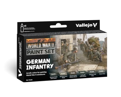 Vallejo 070206 Farb-Set, Deutsche Infanterie, WWII Modellbausatz, 17 ml (6er Pack), bunt Vallejo 070206 Farb-Set, Deutsche Infanterie, WWII Modellbausatz, 17 ml (6er Pack), bunt von Vallejo