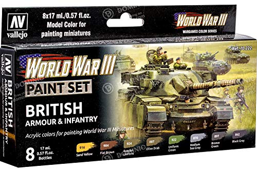 Vallejo 070222 Farb-Set, Britische Panzerung und Infanterie, WWIII Modellbauzubehör, verschieden von Vallejo
