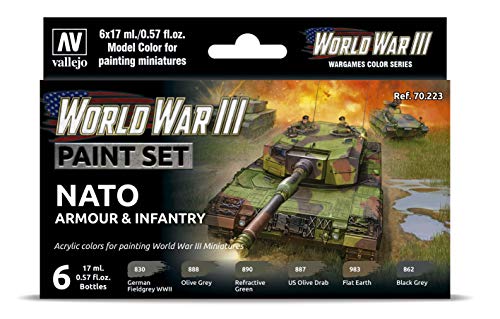Vallejo 070223 Farb-Set, NATO Panzerung & Infanterie, WWIII Modellbausatz, 17 ml (6er Pack) von Vallejo