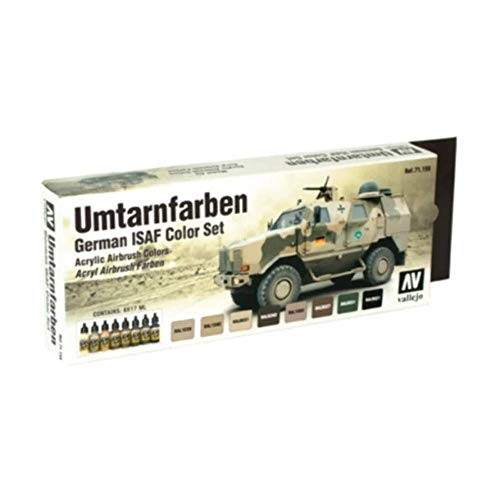 Vallejo 071159, Umtarnfarbset, NATO Tarnung, 8x17 ml, Deutsches ISAF Farbset, 17 ml, 17 ml (8er Pack) von Vallejo