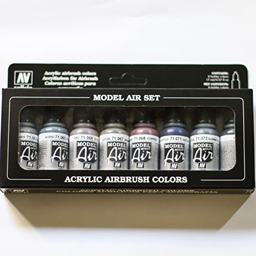 Vallejo Modell Air Set von Metallic-Acrylfarben für Air-Brush (8 Stück), 17 ml (8er Pack) von Vallejo