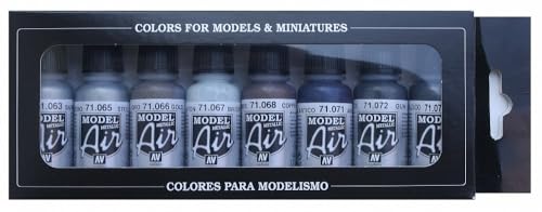 Vallejo Modell Air Set von Metallic-Acrylfarben für Air-Brush (8 Stück), 17 ml (8er Pack) von Vallejo