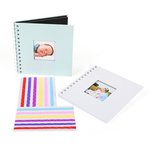 Valleycomfy Scrapbook Fotoalben Leineneinband, 20 x 20 Cm Hardcover mit 40 Weißen Seiten, Leeres Kraftpapier, für Reisen Hochzeit Baby Dusche Gästebuch(Blau) von Valleycomfy