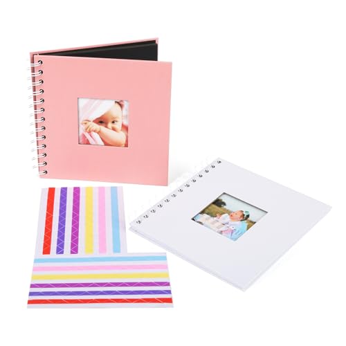 Valleycomfy Scrapbook Fotoalben Leineneinband, 20 x 20 Cm Hardcover mit 40 Weißen Seiten, Leeres Kraftpapier, für Reisen Hochzeit Baby Dusche Gästebuch(Rosa) von Valleycomfy