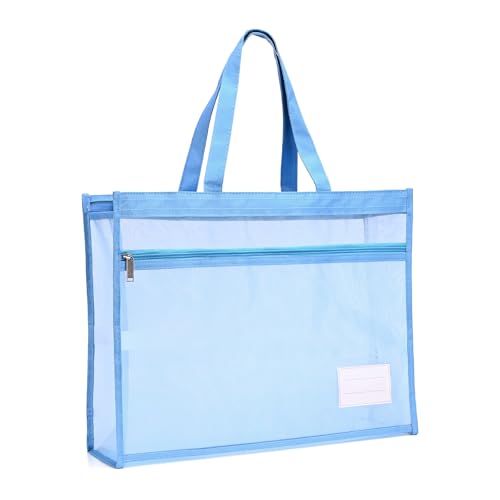 Valtiner Große Netztasche mit Reißverschluss, A3, transparent, doppellagig, Nylon, 41,9 x 33,5 cm, Dokumenten-Spielzeug, Puzzle-Aufbewahrung, Organizer für Reisen, Schule, Büro, Heimbedarf (blau) von Valtiner