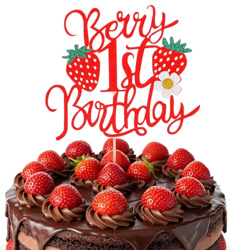 1 Stück Erdbeer Deko Geburtstag, Kerze 1. Geburtstag Rote für Kuchen, Süße Erdbeer-Themen-Kuchenaufsätze mit Blumen, Perfekte Dekoration für Mädchen & Jungen zur Feier des Ersten Lebensjahres 1 Stück Erdbeer Deko Geburtstag, Kerze 1. Geburtstag Rote für Kuchen, Süße Erdbeer-Themen-Kuchenaufsätze mit Blumen, Perfekte Dekoration für Mädchen & Jungen zur Feier des Ersten Lebensjahres von ValueBargain