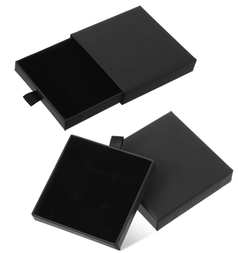 2 Stücke Schmuckkästchen Klein, Geschenkbox Klein für Armbänder und Armreife, Schmuckkasten mit Organizer, Schmuckschatulle Aufbewahrung (Schwarz) von ValueBargain