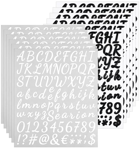 912 Stück Aufkleber Buchstaben, 12 Blätter Buchstaben Sticker Selbstklebende Wetterfest Schwarz ＆ Weiß Vinyl Zahlen für DIY Scrapbooking Grußkarten & Basteln von ValueBargain