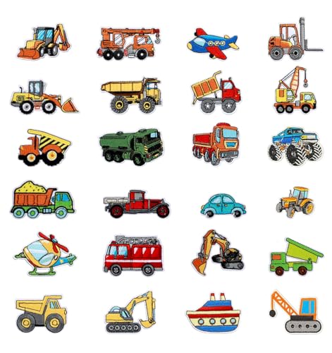 Bügelbilder für Kinder, bestickt, zum Aufbügeln für Jungen und Mädchen, Jeans, Jacken, Rucksäcke, Kleidung, Bastelarbeiten, Schulanfang, Essentials, mit Fahrzeug-Motiv (lebendige Farben) von ValueBargain