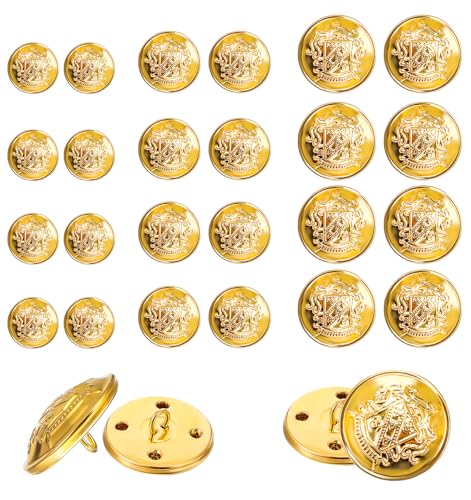 Goldknöpfe, 24 Stück Messingknöpfe, Goldknöpfe für Kleidung, Blazer, Anzüge, Kleidung, Jacke, Uniform, Damen und Herren (18/20/25 mm) von ValueBargain