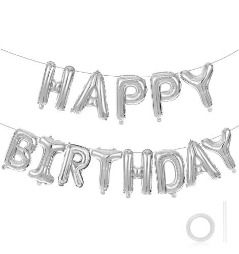 Happy Birthday Silberballons, 40,6 cm Silberfolie Happy Birthday Buchstaben Banner Ballon, Wiederverwendbare aufblasbare Dekorationen für Frauen und Männer alle Altersgruppen Partyzubehör, kann nicht Happy Birthday Silberballons, 40,6 cm Silberfolie Happy Birthday Buchstaben Banner Ballon, Wiederverwendbare aufblasbare Dekorationen für Frauen und Männer alle Altersgruppen Partyzubehör, kann nicht von ValueBargain