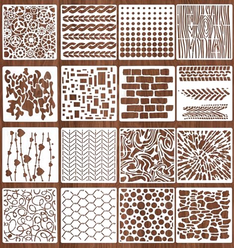 Malschablonen, geometrische abstrakte Schablonen, wiederverwendbare Schichtschablonen für Holzmöbel, Wände, Böden und Kunstprojekte, 16 Stück Malschablonen, geometrische abstrakte Schablonen, wiederverwendbare Schichtschablonen für Holzmöbel, Wände, Böden und Kunstprojekte, 16 Stück von ValueBargain