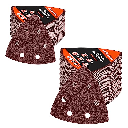 ValueMax Schleifdreiecke 120 Stück │Delta Schleifblätter 93 mm │ 6 Loch Klett Schleifpapier Set │ Körnung 40, 60, 80, 120, 180 für Schleifmaschine, Dreieckschleifer ValueMax Schleifdreiecke 120 Stück │Delta Schleifblätter 93 mm │ 6 Loch Klett Schleifpapier Set │ Körnung 40, 60, 80, 120, 180 für Schleifmaschine, Dreieckschleifer von ValueMax