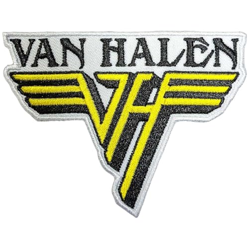 Van Halen Stofftext Logo Bügelflicken (Einheitsgröße) (Weiß, Gelb, Schwarz) von Van Halen
