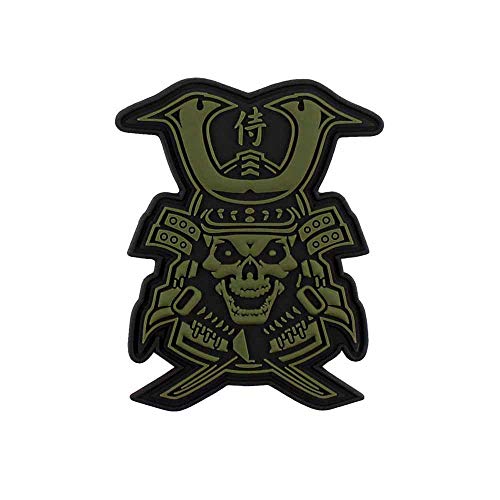 Van Os Emblem 3D Rubber Patch Samurai Skull Klett Abzeichen 8,5 x 6,2 cm PVC grün von Van Os