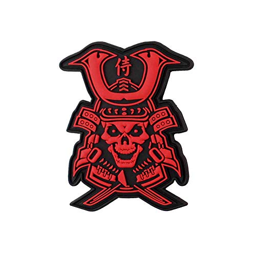 Van Os Emblem 3D Rubber Patch Samurai Skull Klett Abzeichen 8,5 x 6,2 cm PVC rot von Van Os