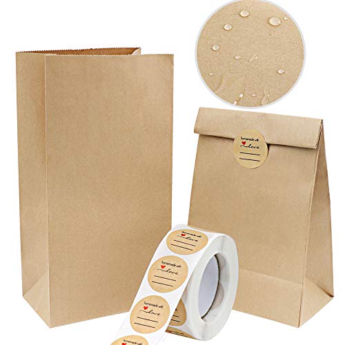 Vandicka 100 STK Braune Papiertüten (24 x 13 x 8 cm) Fettabweisende Kraftpapiertüten, Essenstüten, Brottüten, Papiertüten Adventskalender, Geburtstag Hochzeit Weihnachten Geschenkverpackung von Vandicka