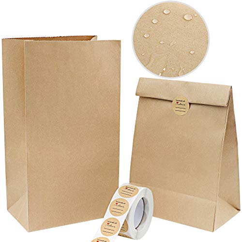 Vandicka Braune Papiertüten Fettabweisende Kraftpapiertüten, Essenstüten, Brottüten, Papiertüten Adventskalender, Geburtstag Hochzeit Weihnachten Geschenkverpackung, (100 Pcs 18x9x5.5 cm) von Vandicka