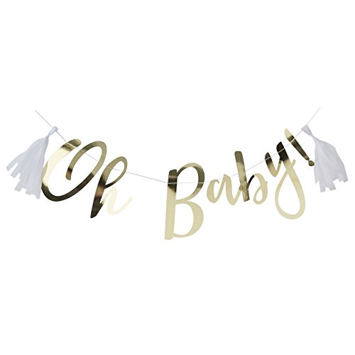 Vanharte Girlande Schriftzug Oh Baby Gold 1,5m mit Quasten von Vanharte