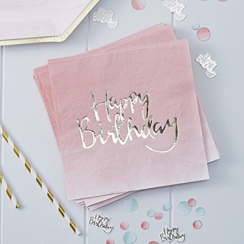 Servietten Happy Birthday in Pink Ombre von Vanharte