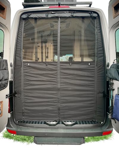 Vanhoxcci Van Bug Sichtschutz mit Sichtschutz, passend für Mercedes Sprinter 2007–2024, Hochdach-Hecktür, Moskitonetz, Campervans, Fliegengitter, Mittel-Magnetverschluss von Vanhoxcci