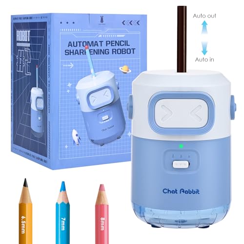 Elektrischer Bleistiftspitzer, Vankarr Automatischer Anspitzer Kinder, 2000mAh USB Aufladbar Elektrischer Anspitzer für 6.5-8mm Dicke und Dünne Stifte, Kinder, Schule, Zuhause Büro, Blau von Vankarr