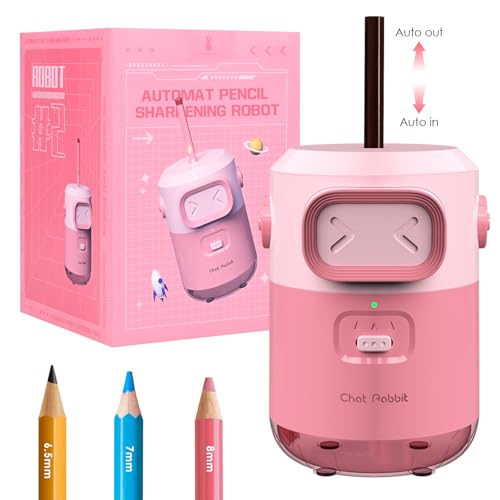 Elektrischer Bleistiftspitzer, Vankarr Automatischer Anspitzer Kinder, 2000mAh USB Aufladbar Auto-Stop Elektrischer Anspitzer für 6.5-8mm Bleistifte Buntstifte, Kinder, Schule, Zuhause Büro, Rosa von Vankarr