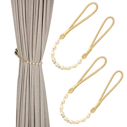 Vorhang-Raffhalter aus Acryl mit Perlen, 1 Paar (Gold) von Vankra